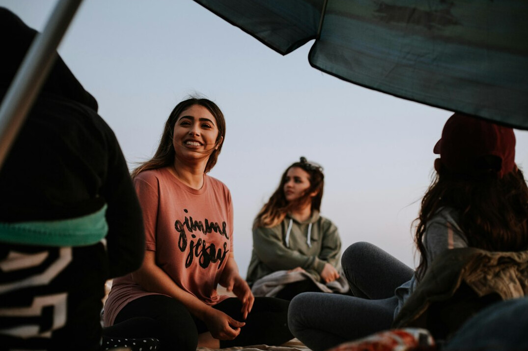 group of friends talking